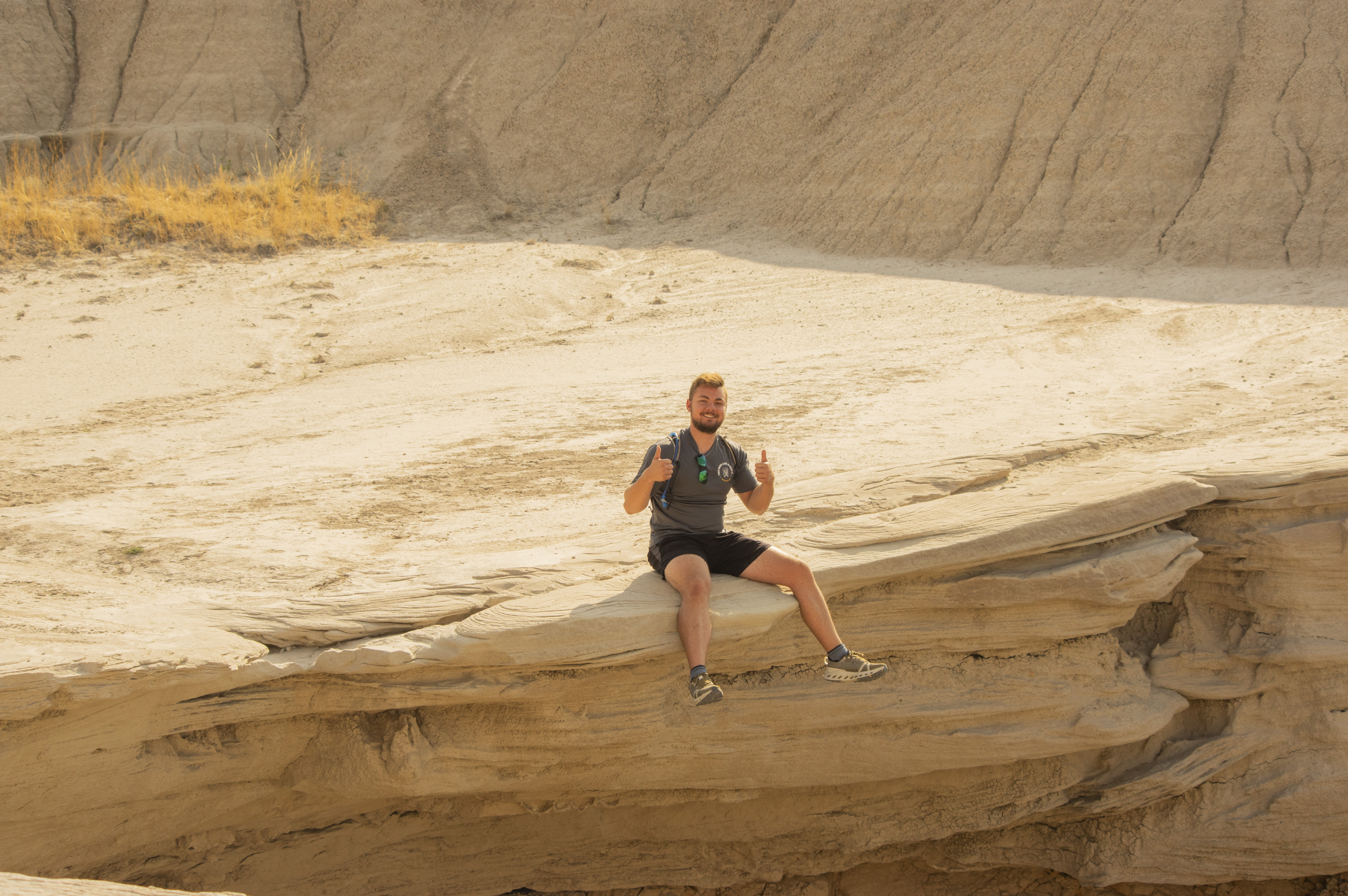 Cliff sitting in the Badlands