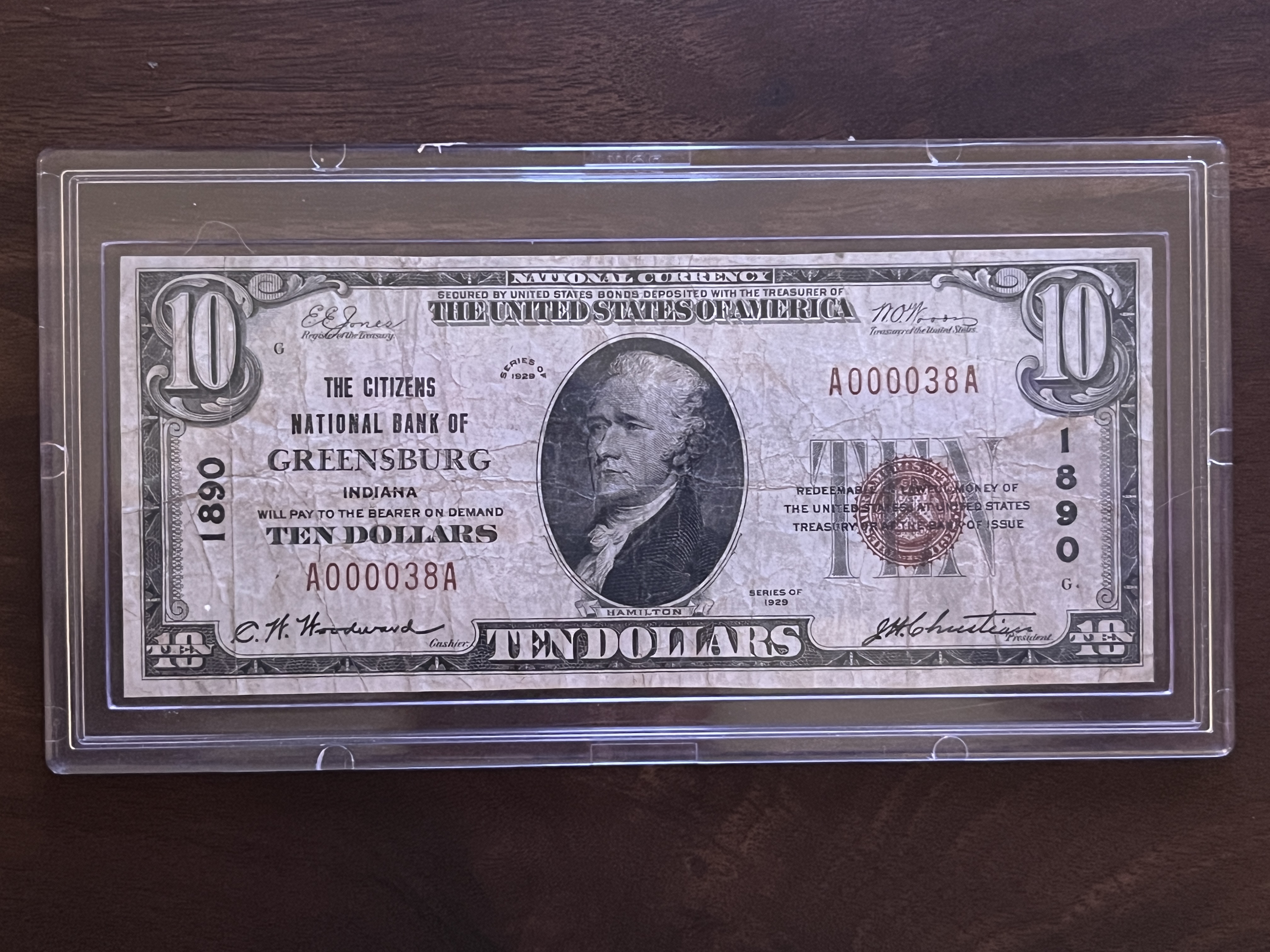 National Note Printed in Greensburg, Indiana